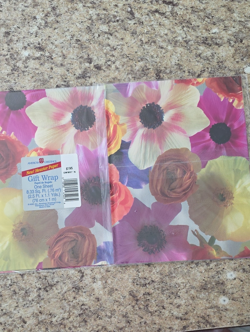 Vintage 1990's American Greetings Floral Gift Wrap Lot Of 2 -Unopened